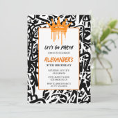 ブラックグラフィティ37歳の誕生日の招待状メンズ 招待状 (スタンド正面)