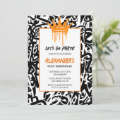 ブラックグラフィティ61歳の誕生日の招待状メンズ 招待状 (スタンド正面)