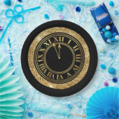 ブラックグラマラス金ゴールドダイヤモンド新年の時計 ペーパープレート (パーティー)