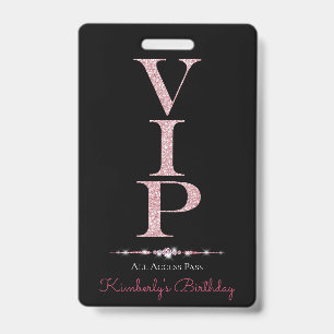 ブラックグラマリーダイヤモンドピンクグリッターVIPロイヤリティ バッジ