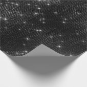 ブラックグラムグリッタースターズスパークリーミニマルセイン ラッピングペーパー (角)