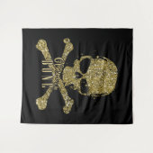 ブラックグラムトザボーン金ゴールドグリッタースカル タペストリー (正面(横))