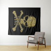 ブラックグラムトザボーン金ゴールドグリッタースカル タペストリー (インサイチュ(横))