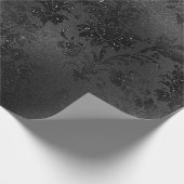 ブラックグラムフローラレースメタリックスパークリーデリケート ラッピングペーパー (角)