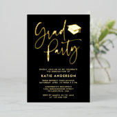 ブラックグラムミニマリスト書道グラードパーティー 箔招待状 (立ち正面)