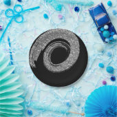 ブラックグラムVIPシルバースパイラルグリッターグレー ペーパープレート (パーティー)