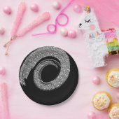 ブラックグラムVIPシルバースパイラルグリッターグレー ペーパープレート (パーティー)