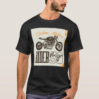 ブラックグランジカスタムモトライダーデザイン Tシャツ
