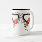 ブラックグランジハートひまわり ツートーンマグカップ (正面右)