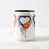 ブラックグランジハートひまわり ツートーンマグカップ (中央)