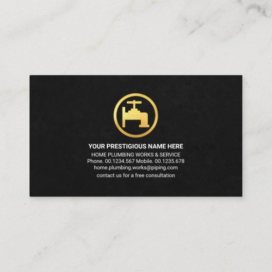 ブラックグランジ金ゴールドホーム配管 名刺 (裏面)