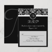 ブラックグランドインシグニアウェディングマッチングRSVP 出欠カード (正面/裏面)