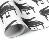 ブラックグランドピアノのタイル模様 ラッピングペーパー (ロールコーナー)