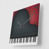 ブラックグランドピアノキュート音楽愛好家ズスクエア スクエア壁時計 (傾斜)