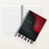 ブラックグランドピアノピアニスト&ミュージシャンカスタムズ ノートブック (内側)