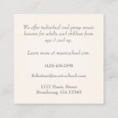 ブラックグランドピアノ芸術的ミュージシャン スクエア名刺 (裏面)