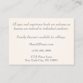 ブラックグランドピアノ音楽プロフェッショナル&教育者 名刺 (裏面)