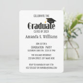 ブラックグラードキャップ卒業パーティー招待状 セーブザデート (スタンド正面)