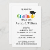 ブラックグラードキャップ卒業パーティー招待状 案内状 (正面/裏面)