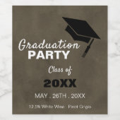 ブラックグラードキャップ卒業パーティー ワインラベル (シングルラベル)