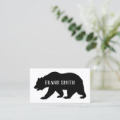 ブラックグリズリーベアーシルエット 名刺 (スタンド正面)