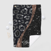 ブラックグリッターとヒョウ印刷 ゴルフタオル (インサイチュ)