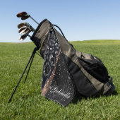 ブラックグリッターとヒョウ印刷 ゴルフタオル (グリーン)