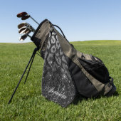 ブラックグリッターとヒョウ印刷 ゴルフタオル (グリーン)