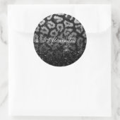ブラックグリッターとヒョウ印刷 ラウンドシール (バッグ)