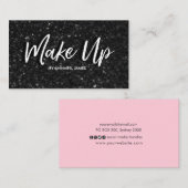 ブラックグリッターとピンクメイクアップ名刺 名刺 (正面/裏面)