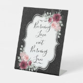 ブラックグリッターとフローラ日焼け止めサイン 台座サイン (正面)