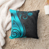 ブラックグリッターとブルースワール クッション (ブランケット)