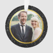 ブラックグリッターと金ゴールド | 休日の写真 オーナメント (正面)