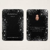 ブラックグリッターのイヤリングジュエリー写真表示カード (正面&裏面)