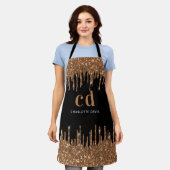 ブラックグリッターは金ゴールドモノグラム事業を乾燥 エプロン (着用した状態)