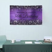 ブラックグリッターアメジストフォイル50th誕生日へようこそ 横断幕 (トレードショー)