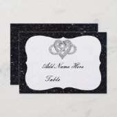 ブラックグリッターインフィニティハートテーブル座席表 招待状 (正面/裏面)