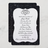 ブラックグリッターインフィニティハートブライダルシャワー招待状 招待状 (正面/裏面)