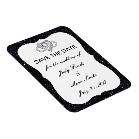 ブラックグリッターインフィニティハート日付磁石の保存 マグネット (右側)