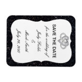 ブラックグリッターインフィニティハート日付磁石の保存 マグネット (横)