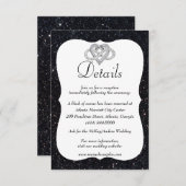 ブラックグリッターインフィニティ結婚ハートの詳細 エンクロージャーカード (正面/裏面)