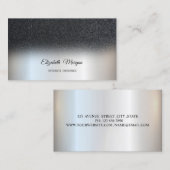 ブラックグリッターエレガントプロフェッショナルシルバー 名刺 (正面/裏面)