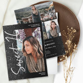 ブラックグリッターグラデーションスクリプト4枚の写真Sweet 16 招待状