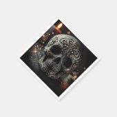 ブラックグリッターグラムスパークルスカルゴシック スタンダードカクテルナプキン (角)