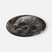 ブラックグリッターグラムスパークルスカルゴシック ペーパープレート (アングル)