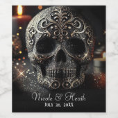 ブラックグリッターグラムスパークルスカルゴシック ワインラベル (シングルラベル)