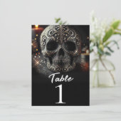 ブラックグリッターグラムスパークルスカルテーブル番号 招待状 (スタンド正面)
