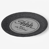 ブラックグリッターサプライズバースデーパーティー ペーパープレート (アングル)