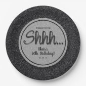 ブラックグリッターサプライズバースデーパーティー ペーパープレート (正面)