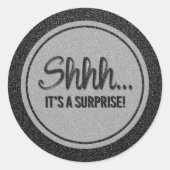 ブラックグリッターサプライズパーティー ラウンドシール (正面)